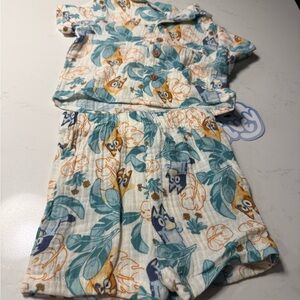 Kids Matching Set - Blue Green & Yellow Floral Print